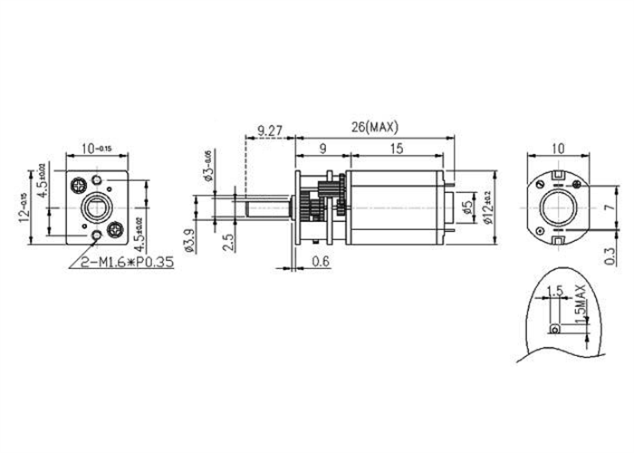 Micro metal gear motor dimensions